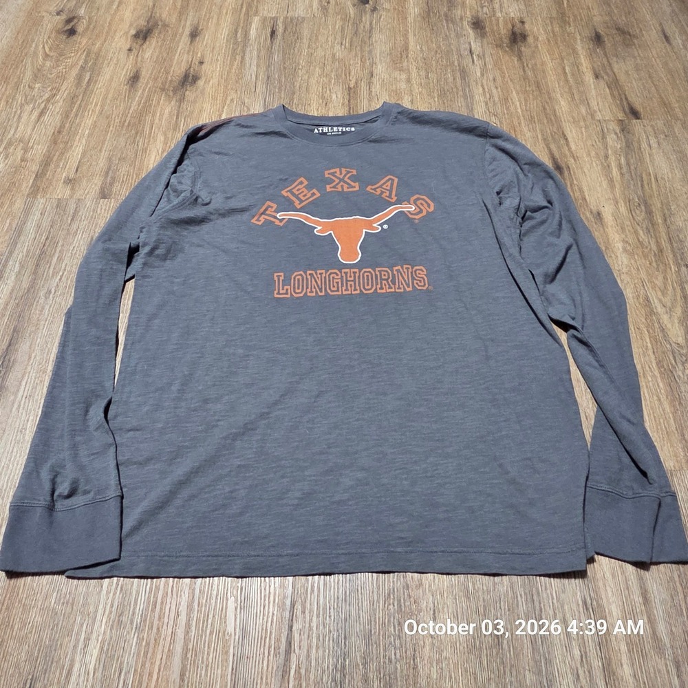 Colosseum Athletics Texas Longhorns Long Sleeve Shirt Mens XL Gray Slub Cotton